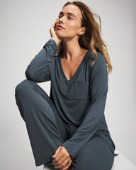 Long Sleeve Pajama Tee - PETROL | Soma outlet