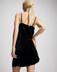 Velvet Lace Trim Chemise - BLACK | Soma on sale