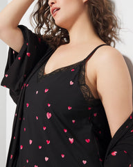 Lace Trim Chemise - FLOATING HEARTS BDR BLK R | Soma near me