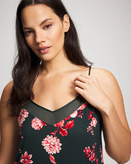 Mesh Trim Chemise - COTTAGE FLORAL GREEN | Soma outlet