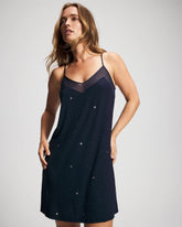 Mesh Trim Chemise - SILVER DEW DROP/NAVY | Soma near me