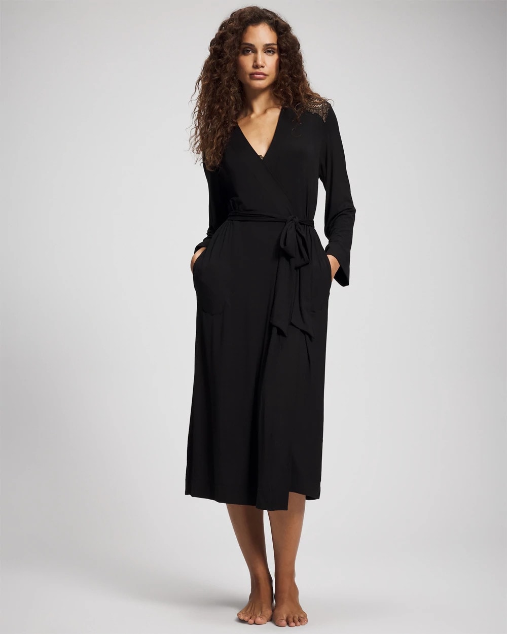 Long Robe with Lace - BLACK | Soma near me