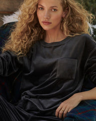 Velour Crewneck Sweatshirt - GRAY INK | Soma sale