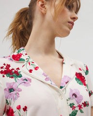 Piped Short Sleeve Notch Collar Pajama Top - RHAPSODY FLORAL SUGAR | Soma Online