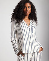 Long-Sleeve Notch Collar Pajama Top - UNWIND STRIPE CHAMPAGNE | Soma sale