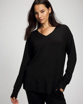 Ultrasoft Fleece V-Neck Sweatshirt - BLACK | Soma near me