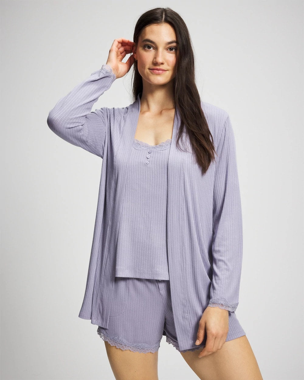 Pointelle Pajama Cardi - LAVENDER CLOUD | Soma Online
