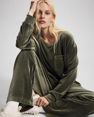 Velour Straight Leg Pants - DARK SAGE | Soma near me