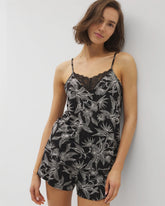 Lace Trim Pajama Cami - PLUMERIA BLOOMS BLK CH | Soma on sale