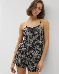 Lace Trim Pajama Cami - PLUMERIA BLOOMS BLK CH | Soma on sale