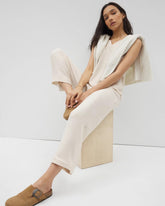 Crinkle Knit Wide Leg Pant - PARCHMENT | Soma outlet