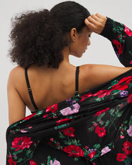 Long-Sleeve Short Robe - RHAPSODY FLORA BLACK | Soma on sale