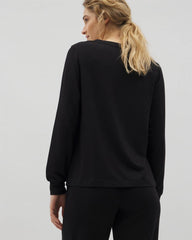 Long-Sleeve V-Neck Pajama Top - BLACK | Soma near me