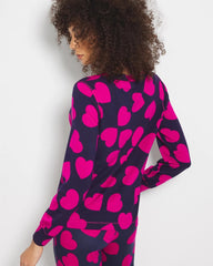 Long-Sleeve V-Neck Pajama Top - LOVE STRUCK NAVY | Soma on sale