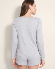 Long-Sleeve Pajama Henley - HEATHER OPAL GRAY | Soma sale