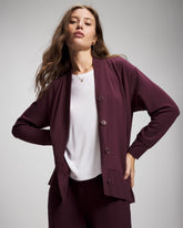 Ultrasoft Fleece Relaxed Button Up Cardigan - MERLOT | Soma Online