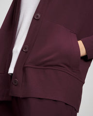 Ultrasoft Fleece Relaxed Button Up Cardigan - MERLOT | Soma Online