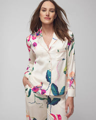 Long-Sleeve Notch Collar Pajama Top - PARADISE SOIREE WHITE SK | Soma on sale