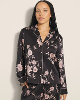 Long-Sleeve Notch Collar Pajama Top - NOSTALGIA FLORA BLACK | Soma sale