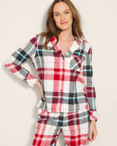Super Soft Long-Sleeve Notch Collar Pajama Top - FIRESIDE PLAID CHAMPAGNE | Soma Online
