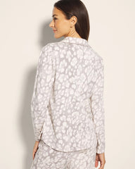 Long-Sleeve Notch Collar Pajama Top - JAGUAR SPOT G SLVR TAUPE | Soma sale