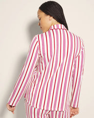 Long-Sleeve Notch Collar Pajama Top - SMART STRIPE CHAMPAGNE | Soma discount
