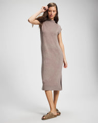 Premier Knit Sweater Funnel Neck Midi Dress - HEATHER FAWN | Soma Online