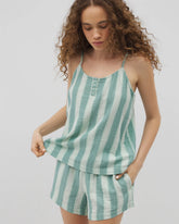 Cotton Gauze Pajama Cami - TEAL STRIPE | Soma Online