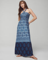 Halter Maxi Bra Dress - BELLA STAMP BORDER BLUE | Soma for sale
