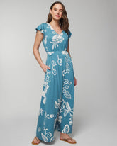 Flutter Sleeve Maxi Bra Dress - GARDEN TAPESTRY G BLUE | Soma outlet