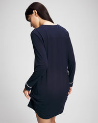Piped Long-Sleeve Sleepshirt - NIGHTFALL NAVY | Soma near me