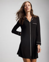 Piped Long-Sleeve Sleepshirt - BLACK | Soma for sale