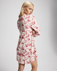 Piped Long-Sleeve Sleepshirt - ENCHANTED TOILE CHAMPAGNE | Soma on sale