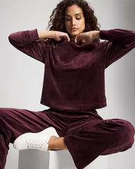 Velour Crewneck Sweatshirt - MERLOT | Soma discount