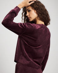 Velour Crewneck Sweatshirt - MERLOT | Soma discount