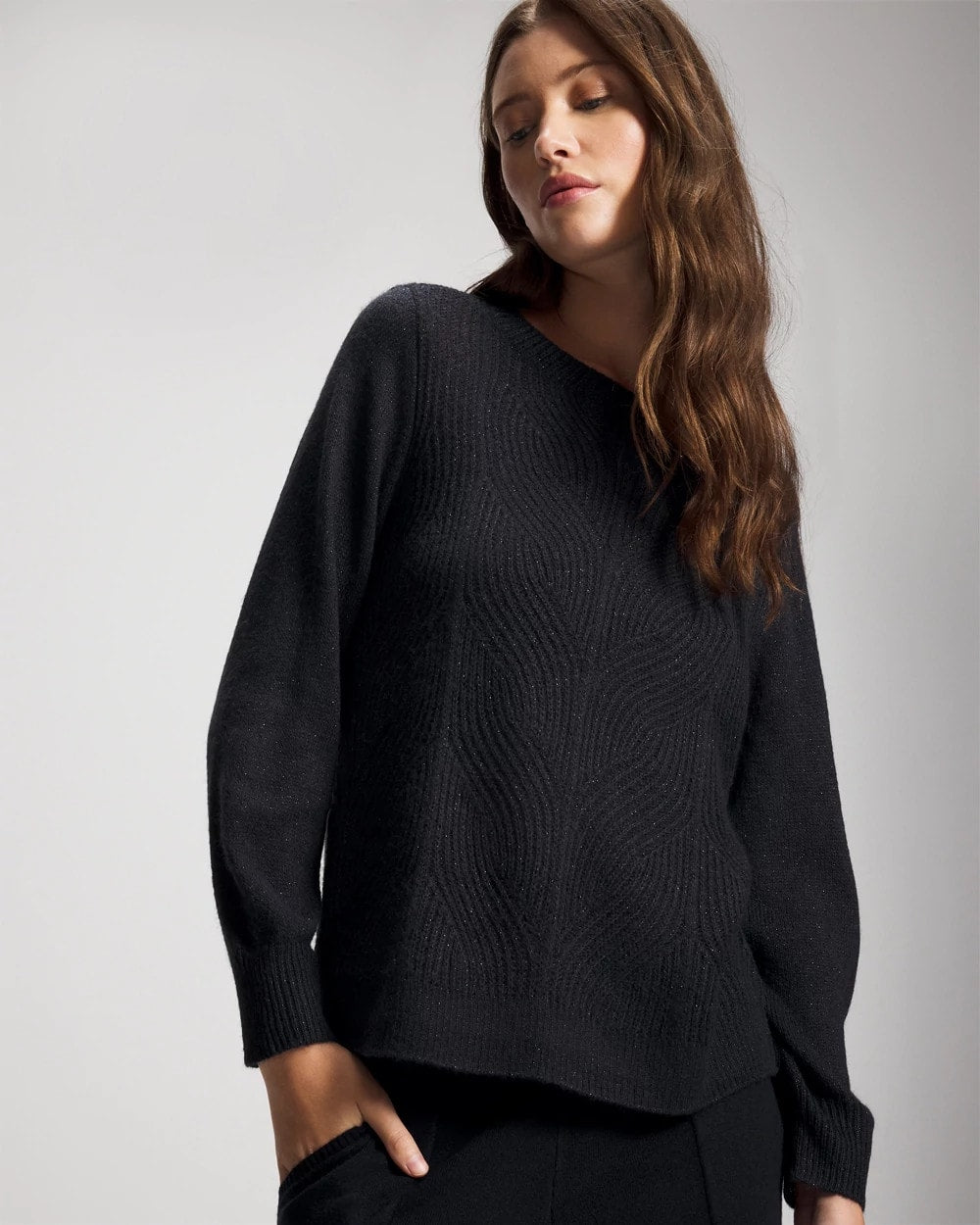 Shimmer Cable Knit Sweater - MIDNIGHT SKIES | Soma Online