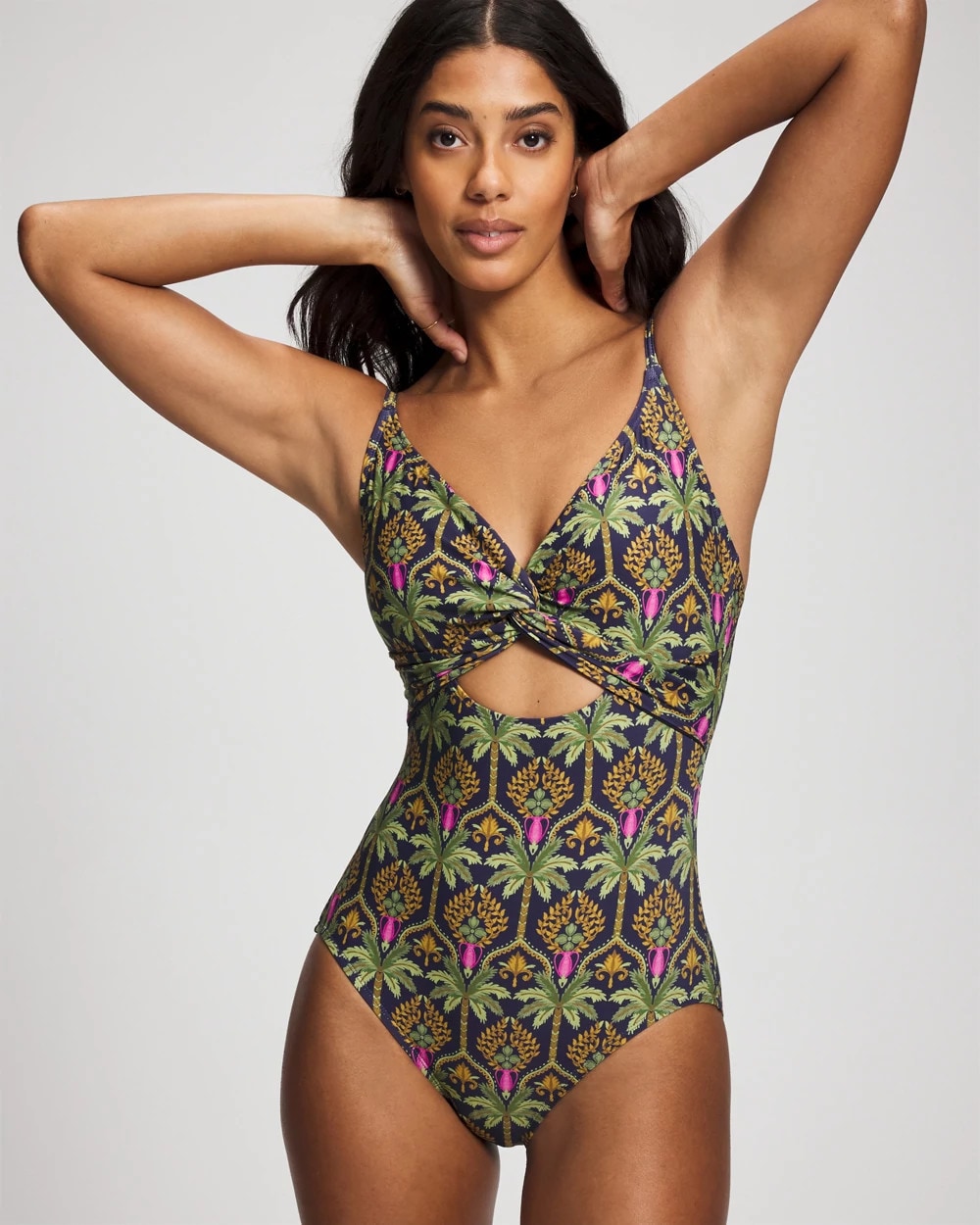 Twist-Front Keyhole One Piece - PALMY PATTERNS NAVY | Soma sale