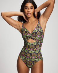 Twist-Front Keyhole One Piece - PALMY PATTERNS NAVY | Soma sale