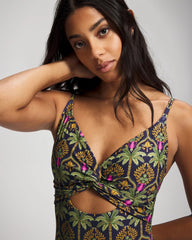 Twist-Front Keyhole One Piece - PALMY PATTERNS NAVY | Soma sale