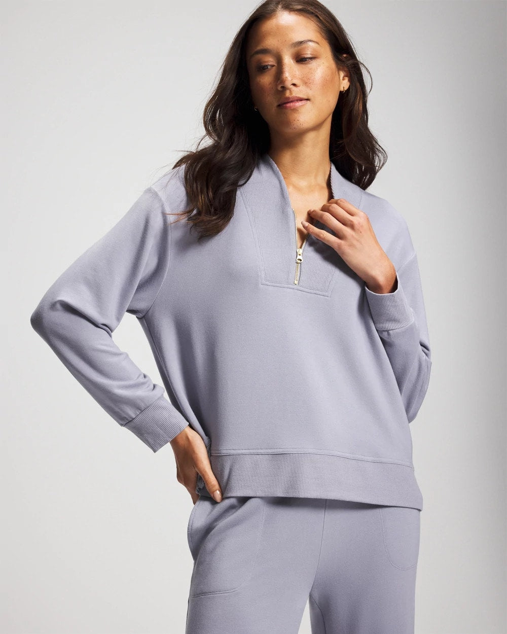 Ultrasoft Fleece Quarter Zip Sweatshirt - PERFECT SKY | Soma near me