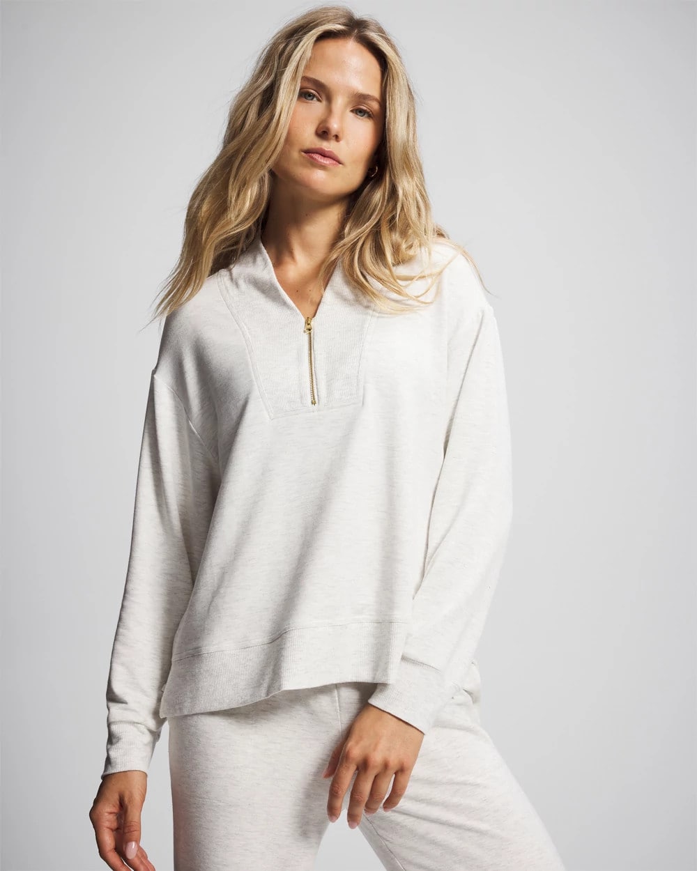 Ultrasoft Fleece Quarter Zip Sweatshirt - HEATHER DREAM | Soma for sale