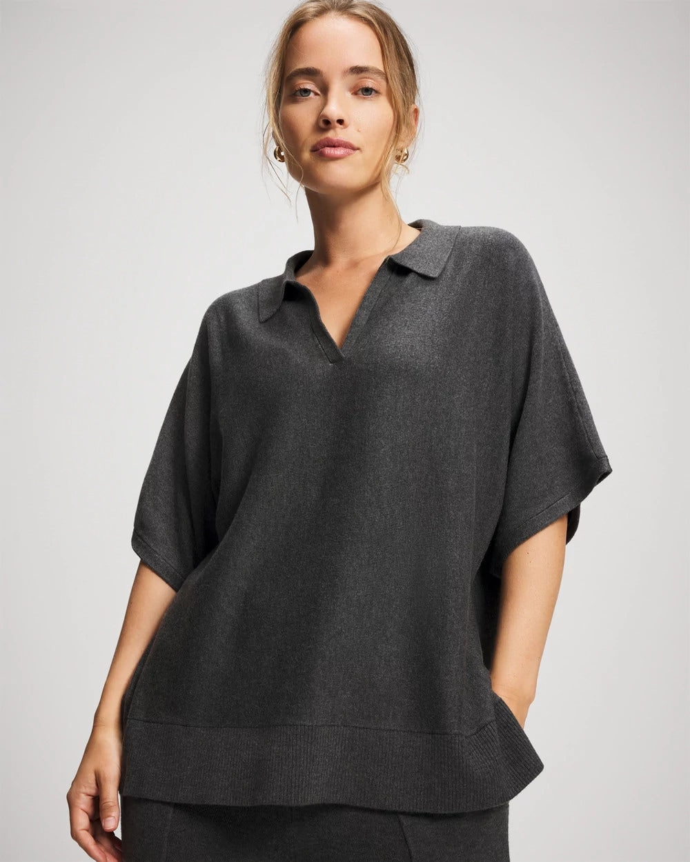Premier Knit Sweater Collared Top - HEATHER QUARTZ | Soma on sale