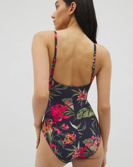 Soma Swim Twist-Front Keyhole One-Piece - LE TIGRE TROPICAL NAVY | Soma near me