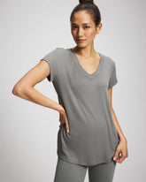 Rib Knit V-Neck Tee - SEDONA SAGE | Soma outlet