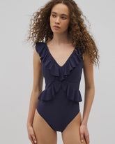 Beyond Control Solid Essentials Ruffle One-Piece - DARK NAVY | Soma on sale