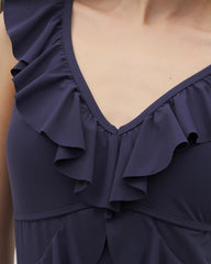 Beyond Control Solid Essentials Ruffle One-Piece - DARK NAVY | Soma on sale