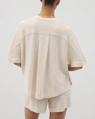 Crinkle Knit Relaxed Button-Up Top - PARCHMENT | Soma outlet