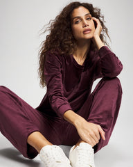 Velour Straight Leg Pants - MERLOT | Soma discount