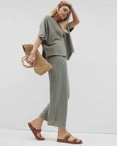 Crinkle Knit Wide Leg Pant - RESTORATION GREEN | Soma for sale