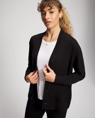 Ultrasoft Fleece Relaxed Button Up Cardigan - BLACK | Soma outlet